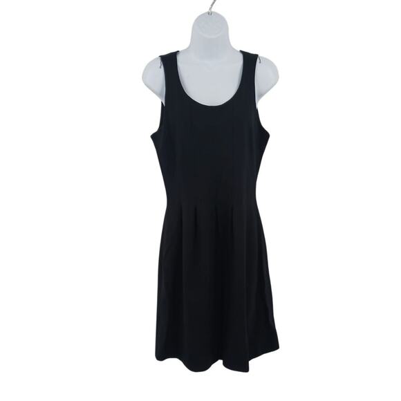 J.Crew Black Pleated Flare Sleeveless Ponte A-Line Dress Sz 12 - Picture 3 of 6
